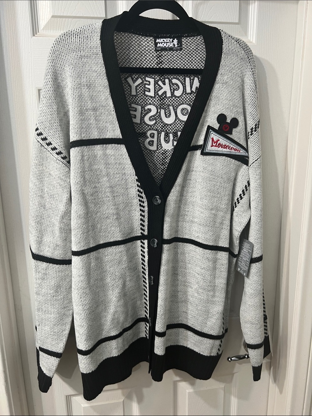 NWT Disney Mickey Mouse Club Gray Button Cardigan Sweater Size XL